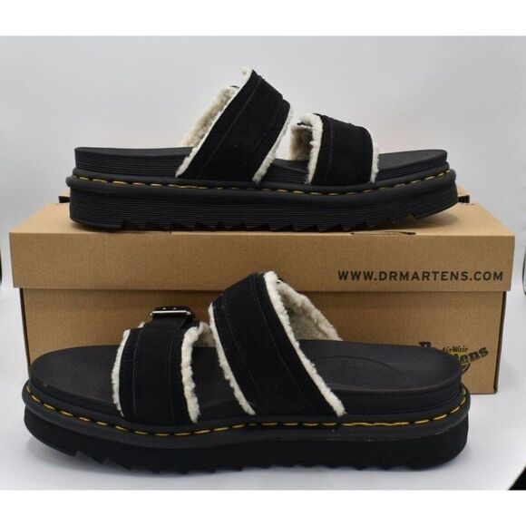 Dr Martens Mens Size 14 Myles‎ Black Suede Buckle Slide Sandals Shoes main image 4